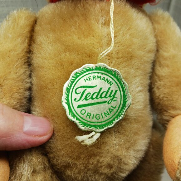 Vintage 1960-1970s Plush 10" Hermann Teddy Bear, Paper tags, Working Growler - Picture 10 of 16